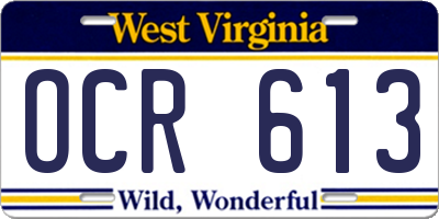 WV license plate OCR613