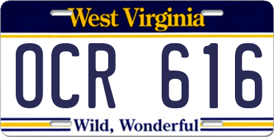 WV license plate OCR616