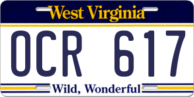 WV license plate OCR617