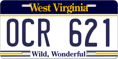 WV license plate OCR621
