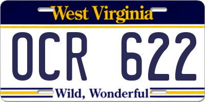 WV license plate OCR622