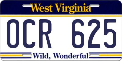 WV license plate OCR625