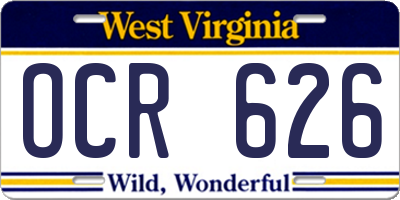 WV license plate OCR626