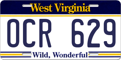 WV license plate OCR629
