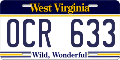 WV license plate OCR633