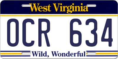 WV license plate OCR634
