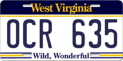 WV license plate OCR635