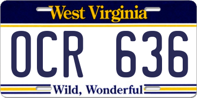 WV license plate OCR636