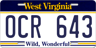 WV license plate OCR643