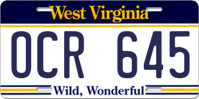 WV license plate OCR645