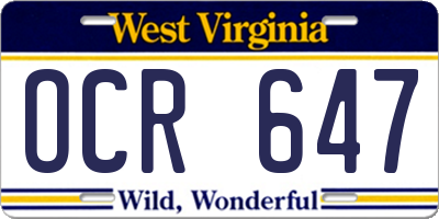 WV license plate OCR647