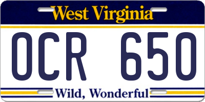 WV license plate OCR650
