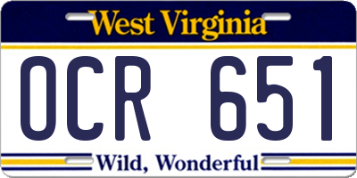 WV license plate OCR651