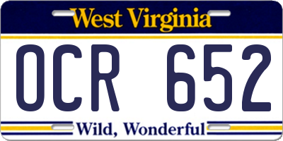 WV license plate OCR652
