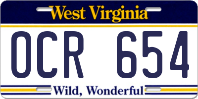 WV license plate OCR654