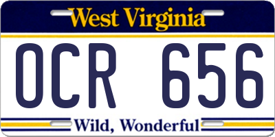 WV license plate OCR656