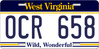 WV license plate OCR658