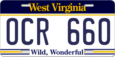 WV license plate OCR660