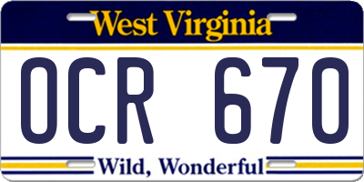 WV license plate OCR670