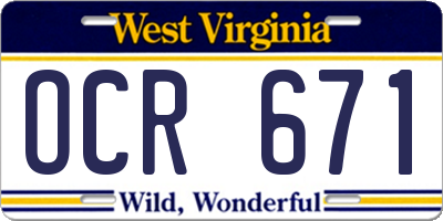 WV license plate OCR671