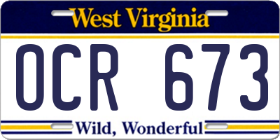 WV license plate OCR673
