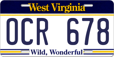 WV license plate OCR678