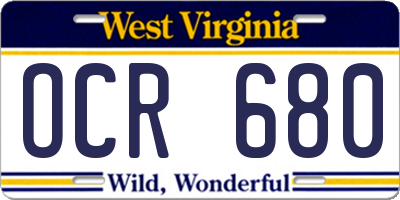 WV license plate OCR680