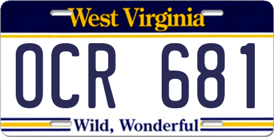 WV license plate OCR681