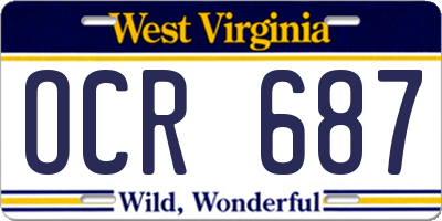 WV license plate OCR687