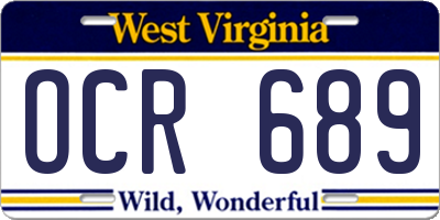WV license plate OCR689