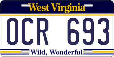 WV license plate OCR693