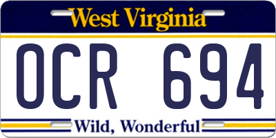WV license plate OCR694
