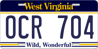 WV license plate OCR704