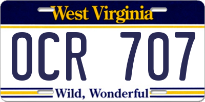WV license plate OCR707