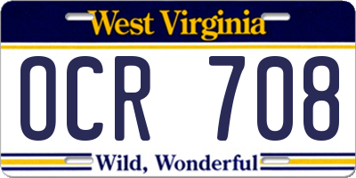 WV license plate OCR708
