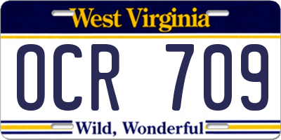 WV license plate OCR709