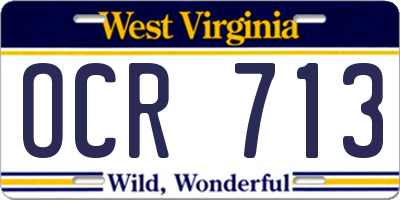 WV license plate OCR713