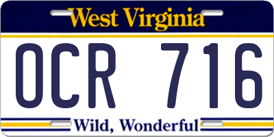WV license plate OCR716