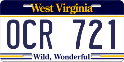WV license plate OCR721