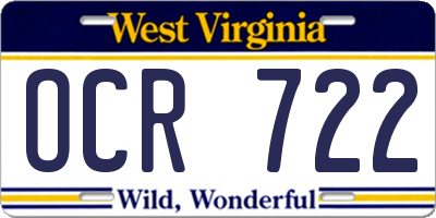 WV license plate OCR722