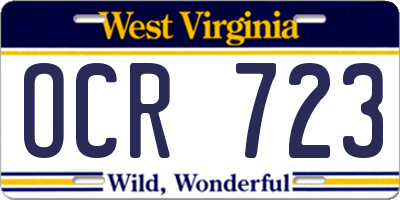 WV license plate OCR723