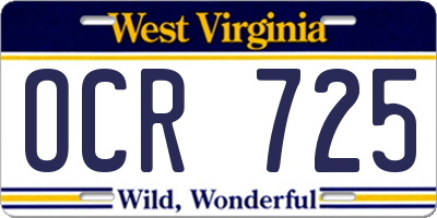 WV license plate OCR725