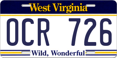 WV license plate OCR726