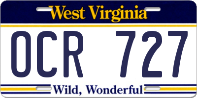 WV license plate OCR727