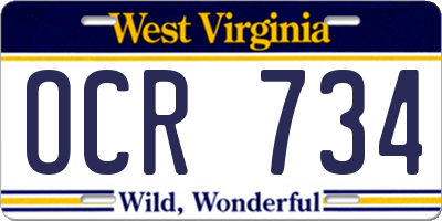 WV license plate OCR734