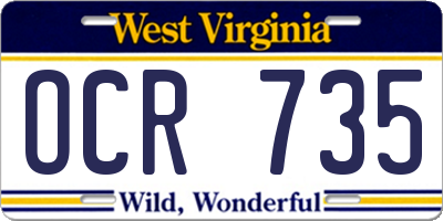 WV license plate OCR735