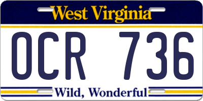 WV license plate OCR736