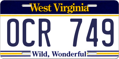 WV license plate OCR749