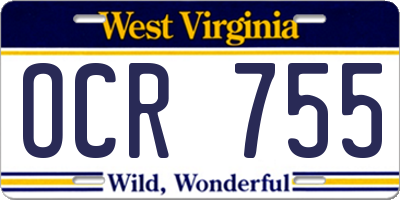 WV license plate OCR755