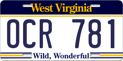 WV license plate OCR781
